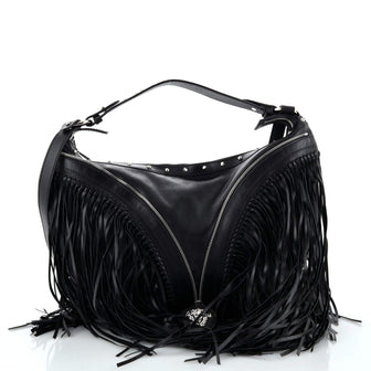 Versace Repeat Hobo Fringed Leather Large