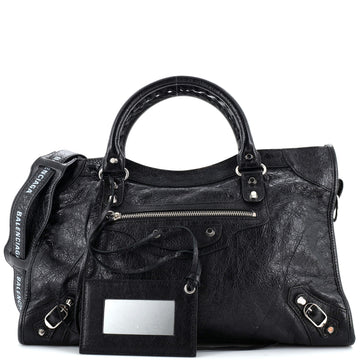 Balenciaga Logo Strap City Classic Studs Bag Leather Medium