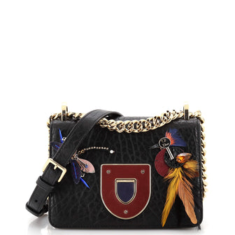 Christian Dior Diorama Club Flap Bag Leather with Applique Small