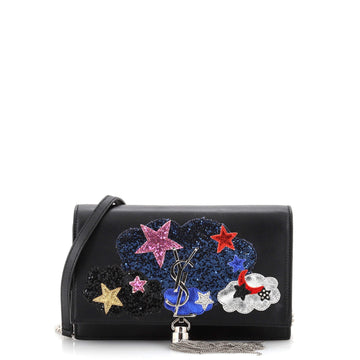 Saint Laurent Classic Monogram Tassel Chain Wallet Patchwork Leather