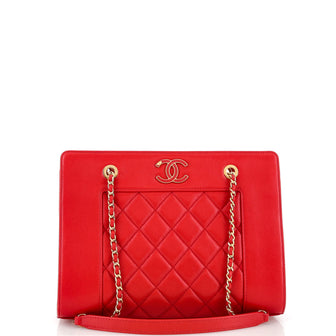 Chanel Mademoiselle Vintage Shopping Tote Quilted Sheepskin Small
