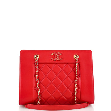 Chanel Mademoiselle Vintage Shopping Tote Quilted Sheepskin Small
