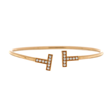 Tiffany & Co. T Wire Bracelet 18K Rose Gold with Diamonds