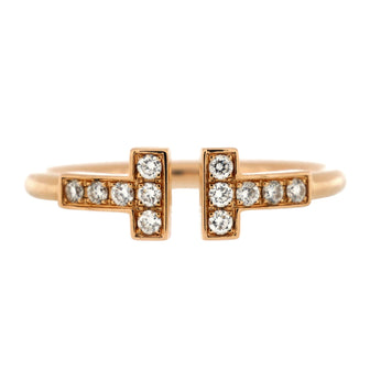 Tiffany & Co. T Wire Ring 18K Rose Gold with Diamonds