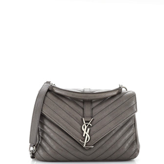 Saint Laurent Classic Monogram College Bag Matelasse Chevron Leather Medium