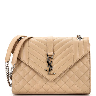 Saint Laurent Classic Monogram Envelope Satchel Mixed Matelasse Leather Medium
