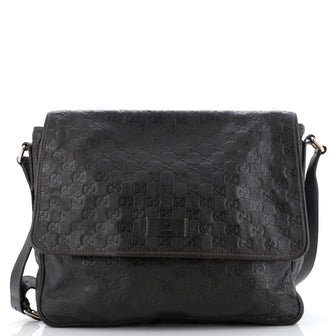 Gucci Flap Messenger Bag Guccissima Leather Large
