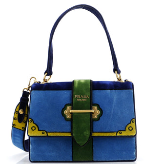 Prada Cahier Crossbody Bag Printed Velvet Small
