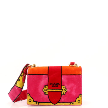 Prada Cahier Crossbody Bag Printed Velvet Small