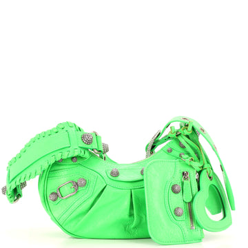 Balenciaga Le Cagole Giant Studs Shoulder Bag Leather with Crystals XS