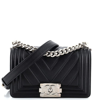 Chanel Boy Flap Bag Chevron Calfskin Small
