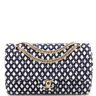 Chanel Bijoux Chain Double Flap Bag Quilted Tweed Medium