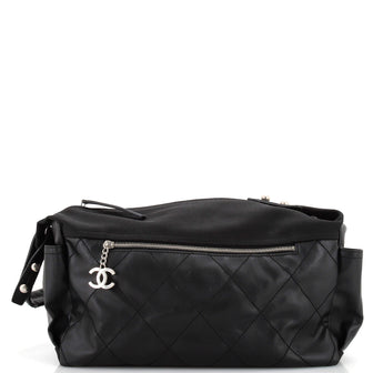 Chanel Biarritz Hobo Quilted Coated Canvas Large