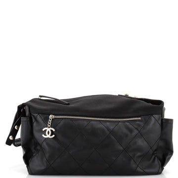 Chanel Biarritz Hobo Quilted Coated Canvas Large