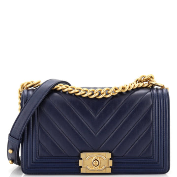 Chanel Boy Flap Bag Chevron Lambskin Old Medium
