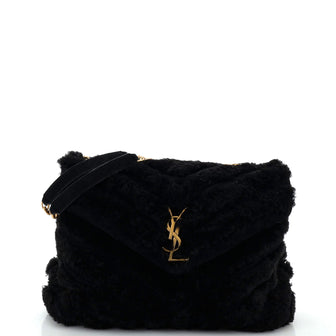 Saint Laurent Loulou Shoulder Bag Matelasse Chevron Shearling Medium