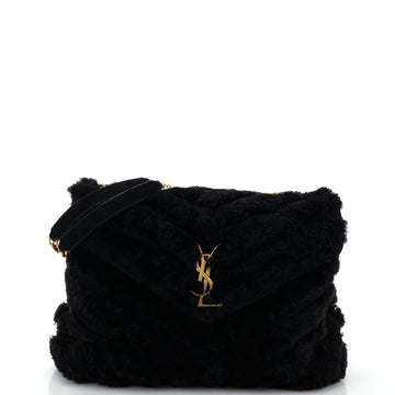 Saint Laurent Loulou Shoulder Bag Matelasse Chevron Shearling Medium