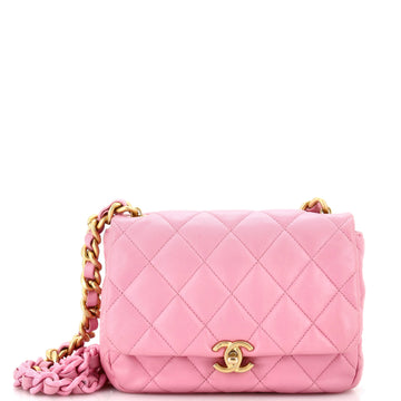Chanel Lacquered Metal CC Flap Bag Quilted Lambskin Small