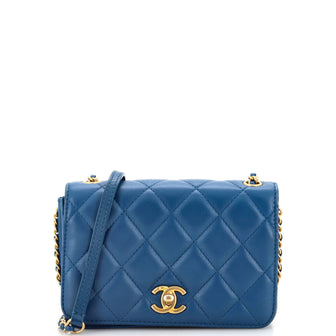Chanel CC Side Chain Full Flap Bag Quilted Calfskin Small