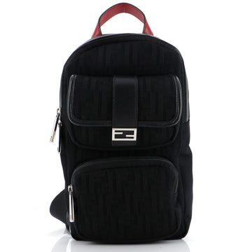 Fendi Pocket Zip Sling Bag Zucca Mesh with Nylon