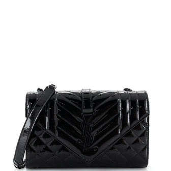 Saint Laurent Classic Monogram Envelope Satchel Mixed Matelasse Patent Small