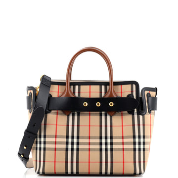 Burberry Triple Stud Belt Tote Vintage Check Canvas Small
