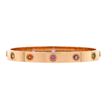 Cartier Love 10 Stone Bracelet 18K Rose Gold with Garnet, Amethyst and Sapphire