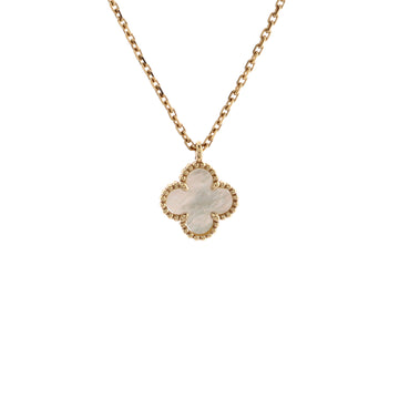 Van Cleef & Arpels Sweet Alhambra Pendant Necklace 18K Yellow Gold and Mother of Pearl