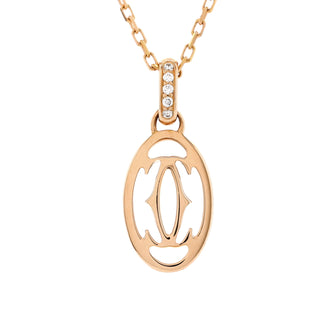 Cartier Logo Double C Pendant Necklace 18K Rose Gold with Diamonds