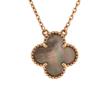 Van Cleef & Arpels Vintage Alhambra Pendant Necklace 18K Rose Gold and Grey Mother of Pearl