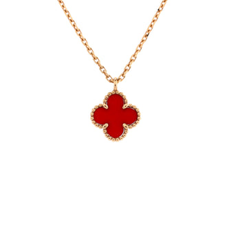 Van Cleef & Arpels Sweet Alhambra Pendant Necklace 18K Rose Gold and Carnelian