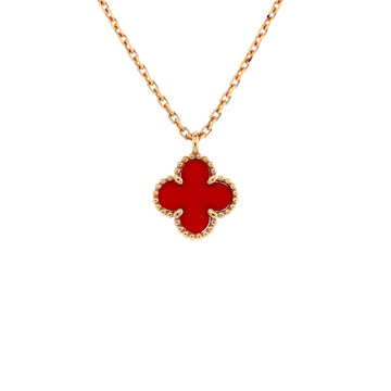 Van Cleef & Arpels Sweet Alhambra Pendant Necklace 18K Rose Gold and Carnelian