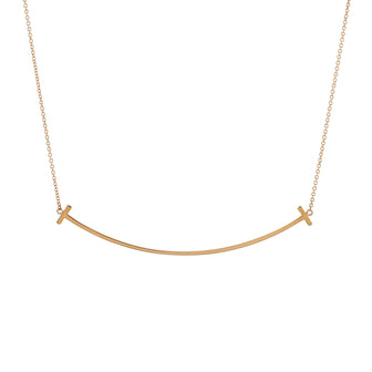Tiffany & Co. T Smile Pendant Necklace 18K Rose Gold Large