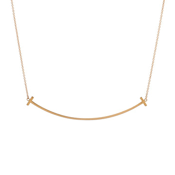Tiffany & Co. T Smile Pendant Necklace 18K Rose Gold Large