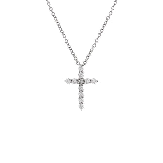 Tiffany & Co. Cross Pendant Necklace Platinum and Diamonds Mini