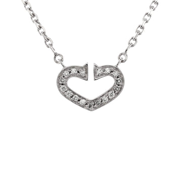Cartier C Heart de Cartier Pendant Necklace 18K White Gold with Pave Diamonds