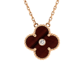 Van Cleef & Arpels Vintage Alhambra Pendant Necklace Limited Edition 18K Rose Gold and Bull's Eye with Diamond