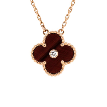Van Cleef & Arpels Vintage Alhambra Pendant Necklace Limited Edition 18K Rose Gold and Bull's Eye with Diamond