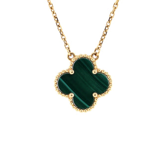Van Cleef & Arpels Vintage Alhambra Pendant Necklace 18K Yellow Gold and Malachite