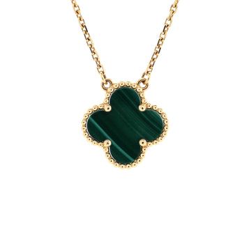 Van Cleef & Arpels Vintage Alhambra Pendant Necklace 18K Yellow Gold and Malachite