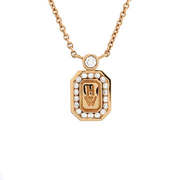 Harry Winston HW Logo Pendant Necklace 18K Rose Gold with Diamonds