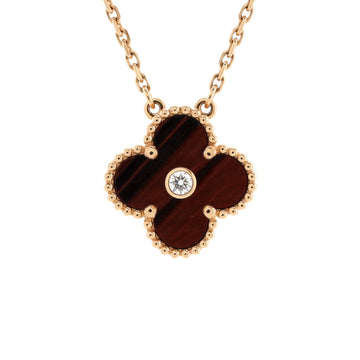 Van Cleef & Arpels Vintage Alhambra Pendant Necklace Limited Edition 18K Rose Gold and Bull's Eye with Diamond