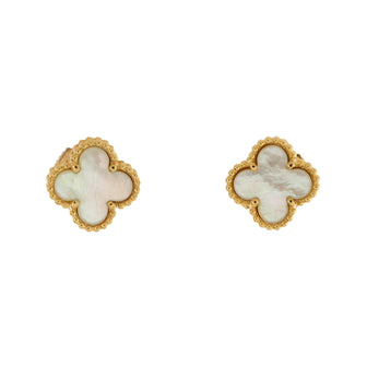 Van Cleef & Arpels Sweet Alhambra Stud Earrings 18K Yellow Gold and Mother of Pearl