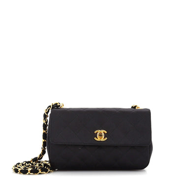Chanel Vintage CC Chain Flap Bag Quilted Satin Mini