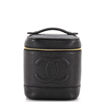 Chanel Vintage Timeless Cosmetic Case Caviar Tall