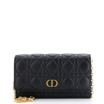 Christian Dior Caro Wallet on Chain Pouch Cannage Quilt Leather