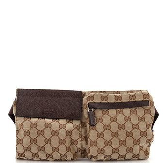 Gucci Vintage Double Belt Bag GG Canvas