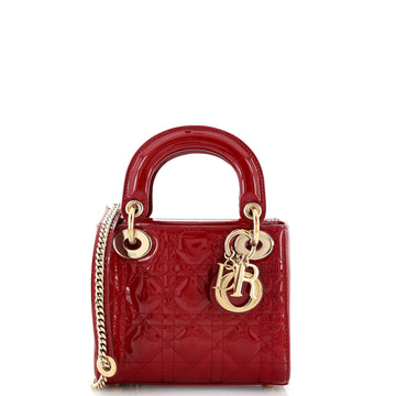 Christian Dior Lady Dior Chain Bag Cannage Quilt Patent Mini
