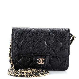 Chanel Classic Flap Clutch with Chain Quilted Caviar Small