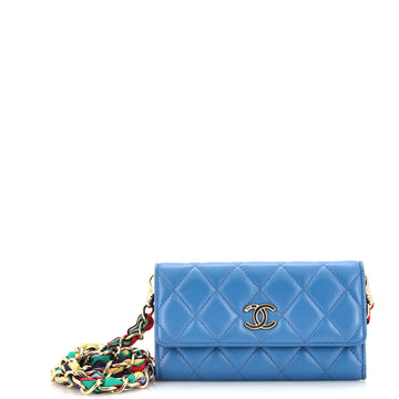 Chanel RIbbon Long Clutch with Chain Flap Bag Quilted Lambskin